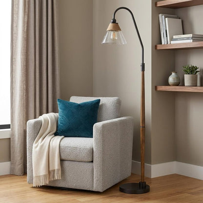 71" Brown Traditional Shaped Floor Lamp With Clear Transparent Glass Empire Shade HomeRoots