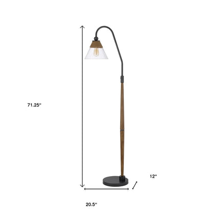 71" Brown Traditional Shaped Floor Lamp With Clear Transparent Glass Empire Shade HomeRoots