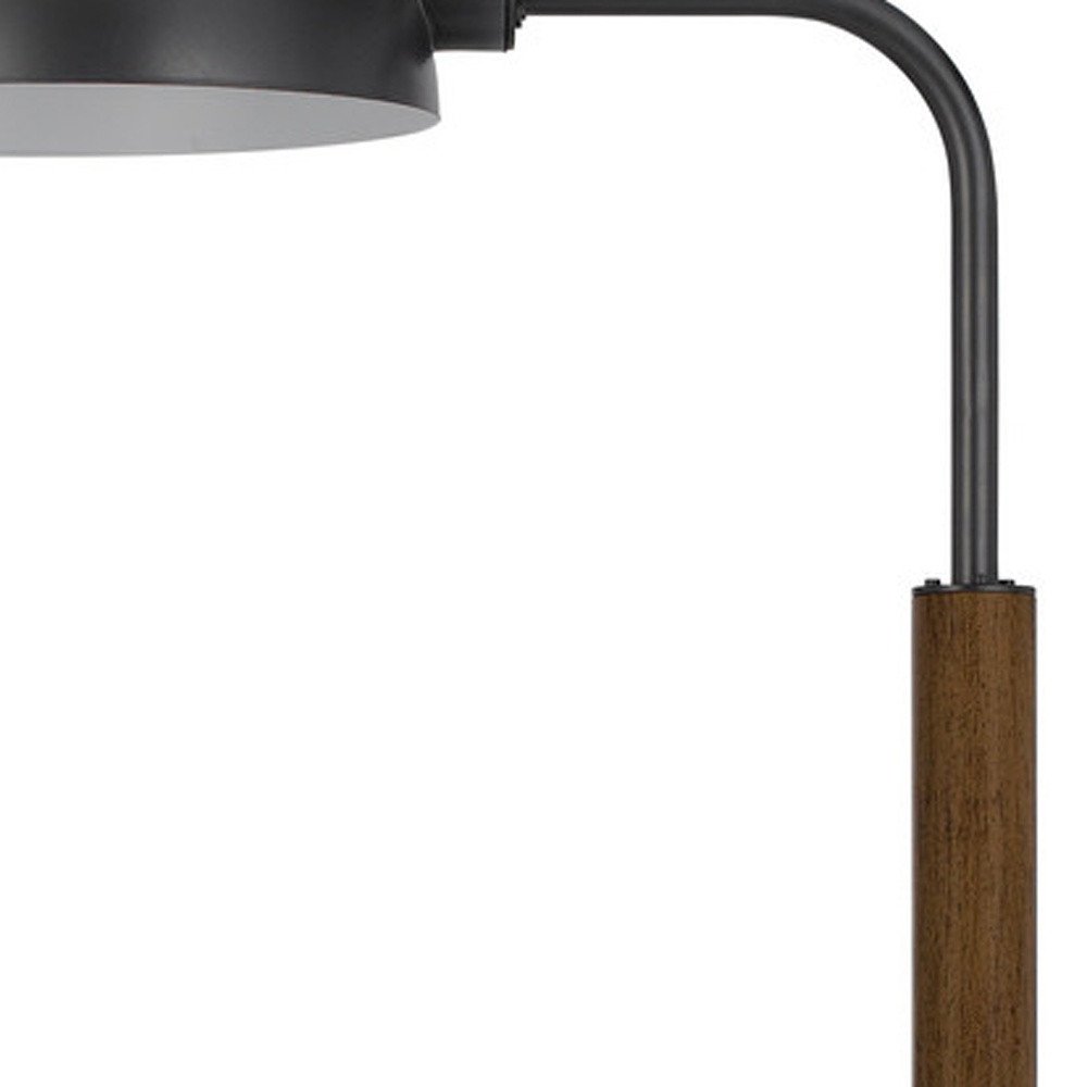 63" Brown Tray Table Floor Lamp With Bronze Transparent Glass Dome Shade HomeRoots