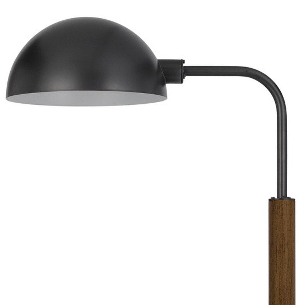 63" Brown Tray Table Floor Lamp With Bronze Transparent Glass Dome Shade HomeRoots