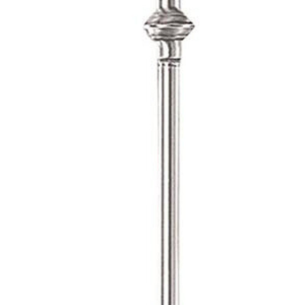 59" Nickel Swing Arm Floor Lamp With Beige Fabric Empire Shade HomeRoots