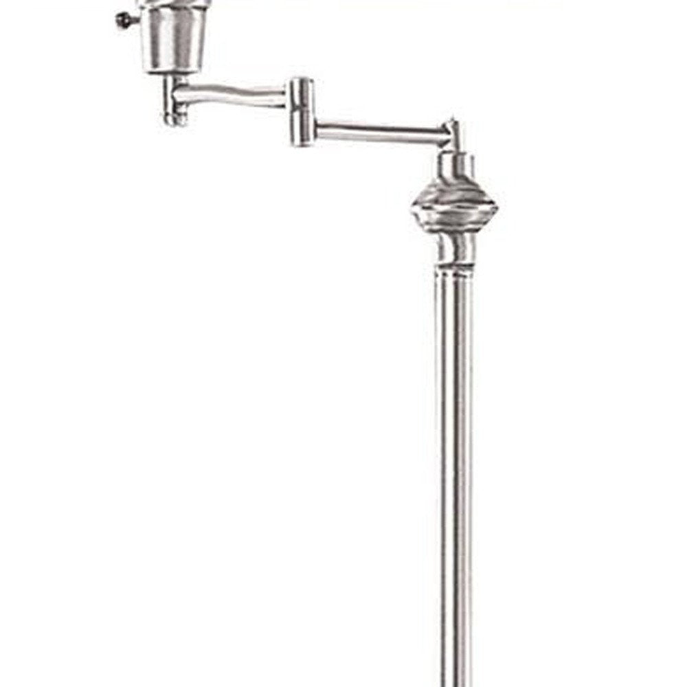 59" Nickel Swing Arm Floor Lamp With Beige Fabric Empire Shade — view 3