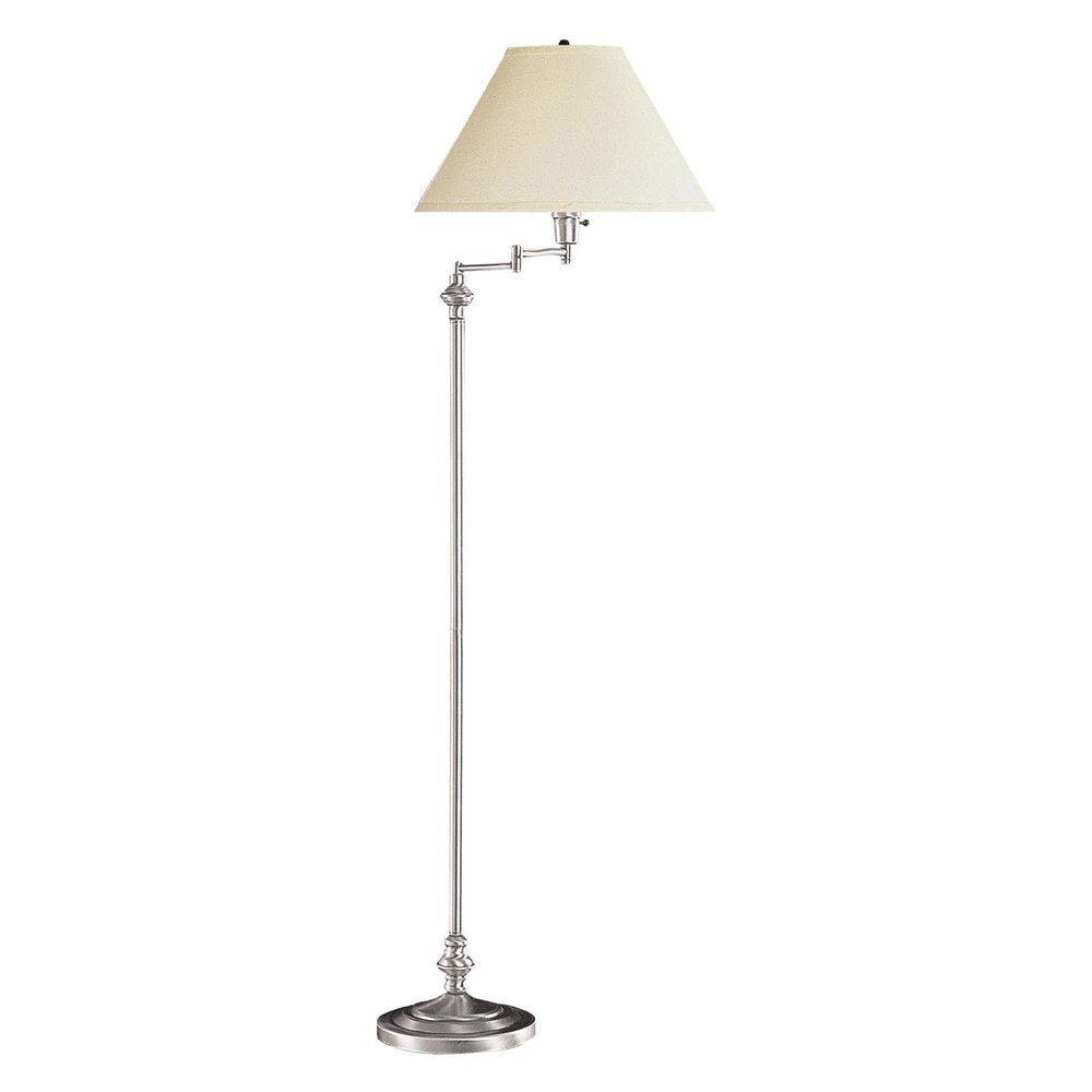 59" Nickel Swing Arm Floor Lamp With Beige Fabric Empire Shade — view 4