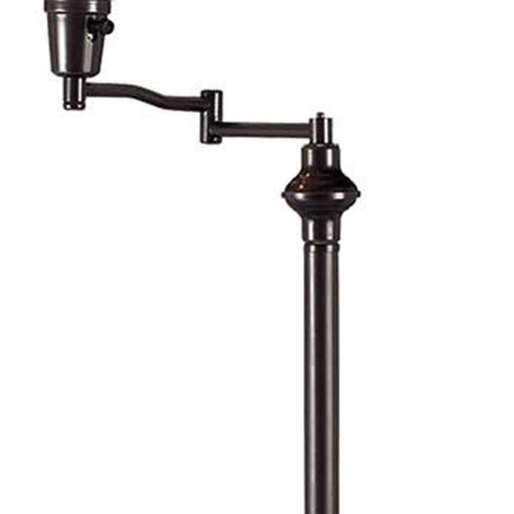 59" Bronze Swing Arm Floor Lamp With Beige Empire Shade HomeRoots