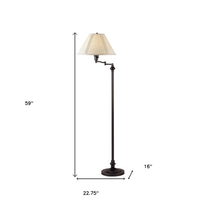 59" Bronze Swing Arm Floor Lamp With Beige Empire Shade HomeRoots