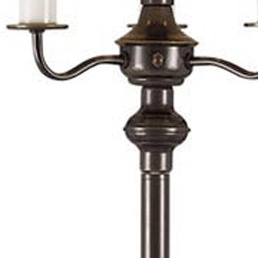 60" Bronze Metal Four Light Floor Lamp With Beige Fabric Square Shade — view 2