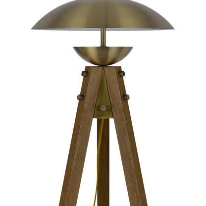 55" Brass Tripod Floor Lamp With Antiqued Brass Dome Shade HomeRoots