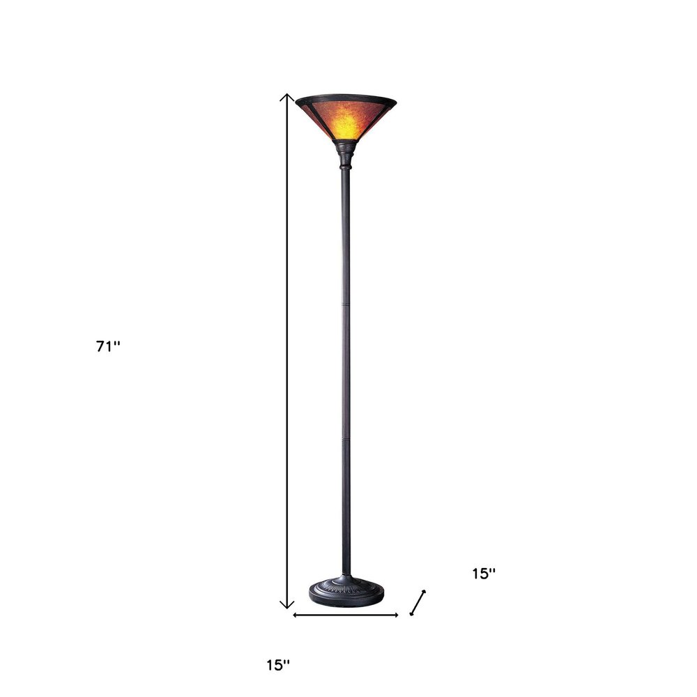 71" Rusted Torchiere Floor Lamp With Brown Dome Shade HomeRoots