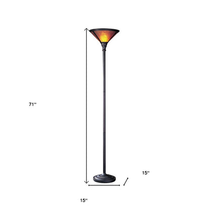 71" Rusted Torchiere Floor Lamp With Brown Dome Shade HomeRoots