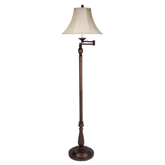 62" Rusted Swing Arm Floor Lamp With Champagne Bell Shade HomeRoots