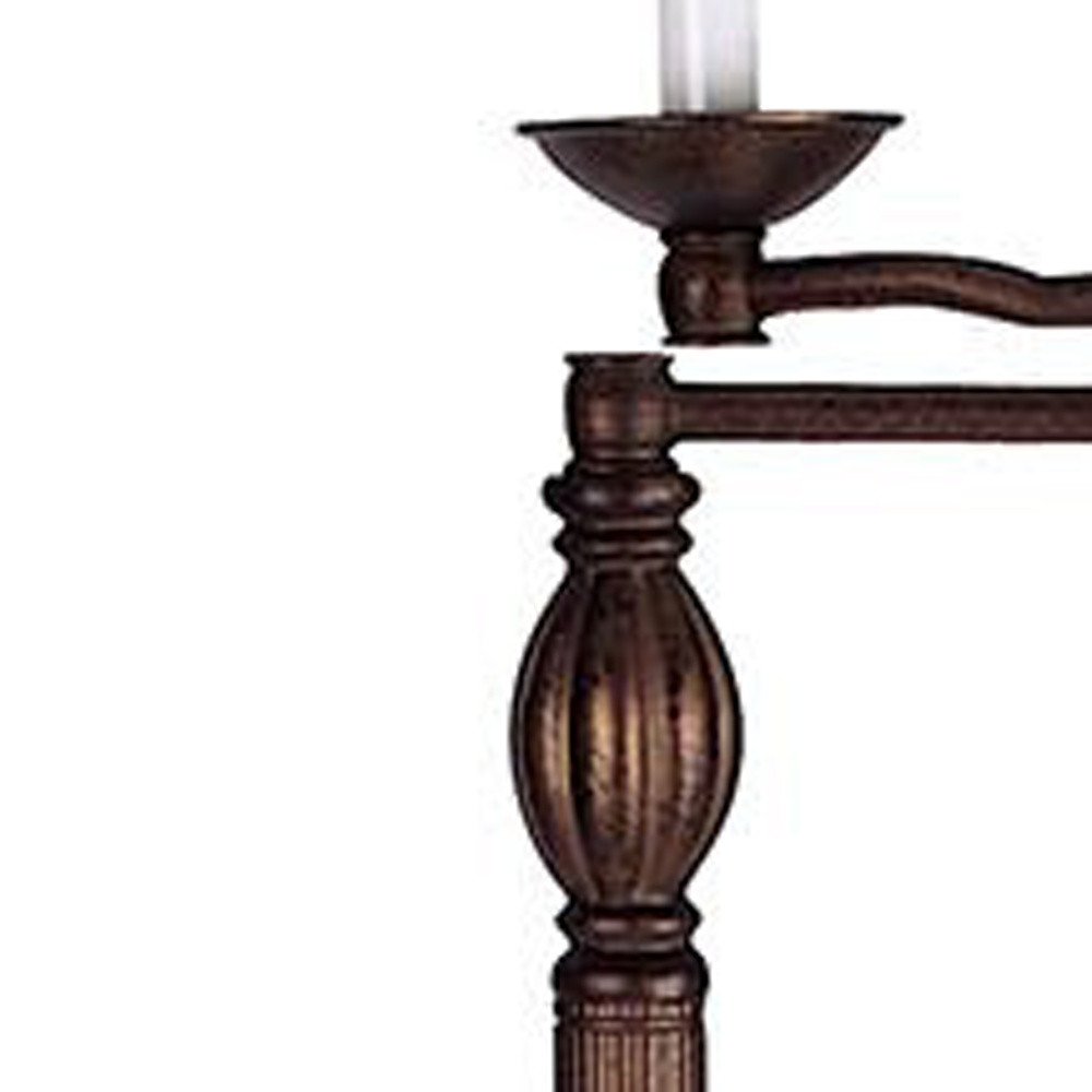 62" Rusted Swing Arm Floor Lamp With Champagne Bell Shade — view 2