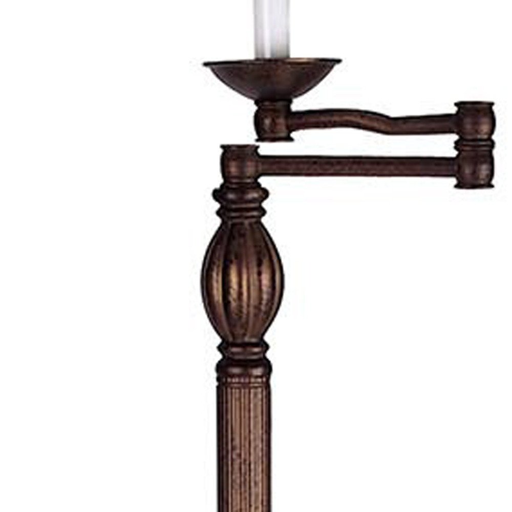 62" Rusted Swing Arm Floor Lamp With Champagne Bell Shade — view 3