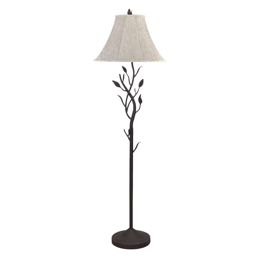 62" Grey Traditional Shaped Floor Lamp With Brown Bell Shade