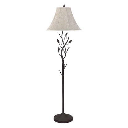 62" Grey Traditional Shaped Floor Lamp With Brown Bell Shade