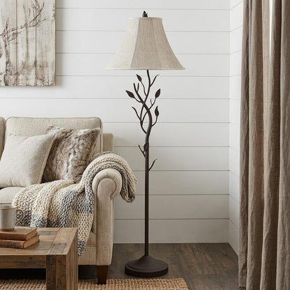 62" Grey Traditional Shaped Floor Lamp With Brown Bell Shade HomeRoots