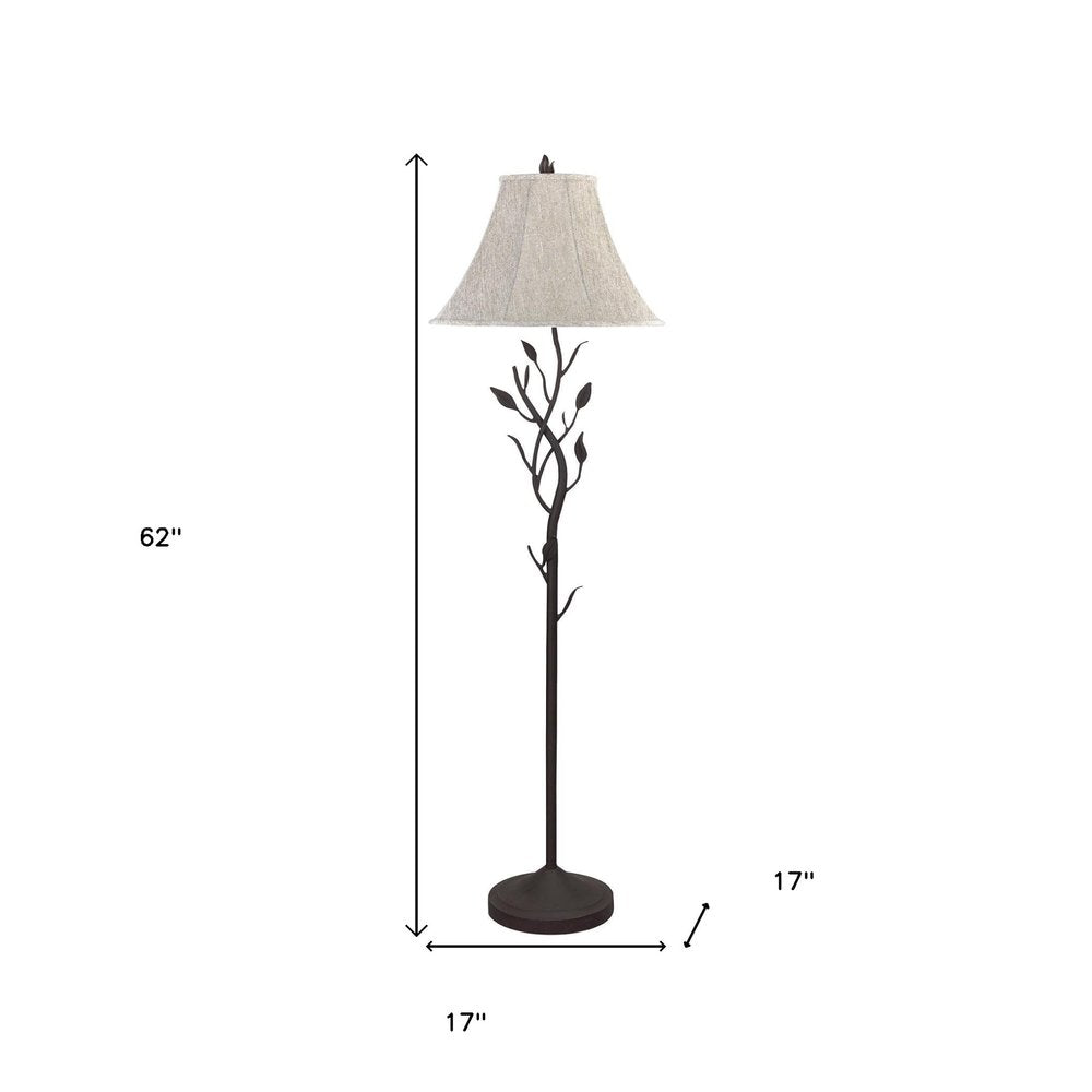 62" Grey Traditional Shaped Floor Lamp With Brown Bell Shade — view 5