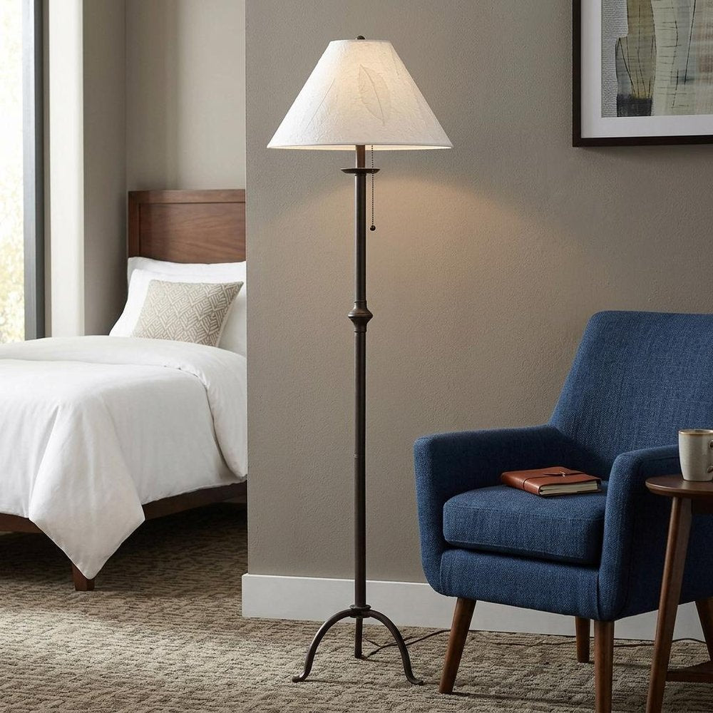 57" Black Traditional Shaped Floor Lamp With White Empire Shade HomeRoots