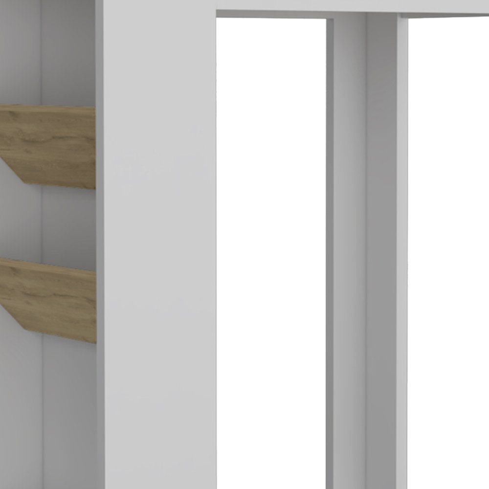 Set of Two Oak and White Wood Kitchen Island And Pantry Cabinet HomeRoots