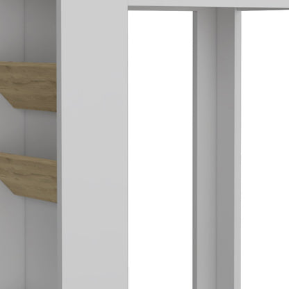 Set of Two Oak and White Wood Kitchen Island And Pantry Cabinet HomeRoots