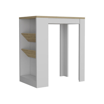 Set of Two Oak and White Wood Kitchen Island And Pantry Cabinet HomeRoots