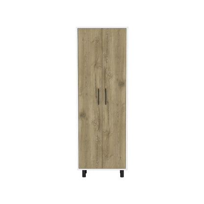 41" Natural and White Wood Kitchen Island Set With Storage HomeRoots