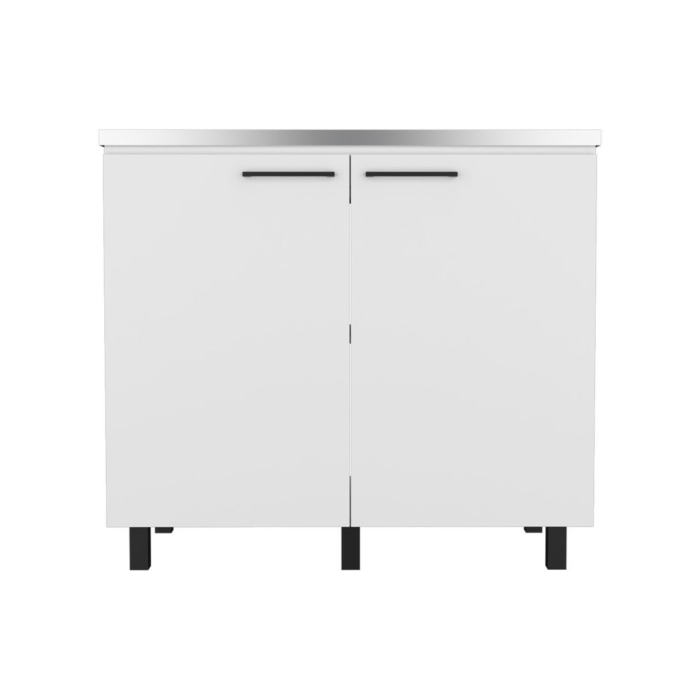 24" X 39" White Stainless Steel and Wood Utility Cabinet With Sink HomeRoots