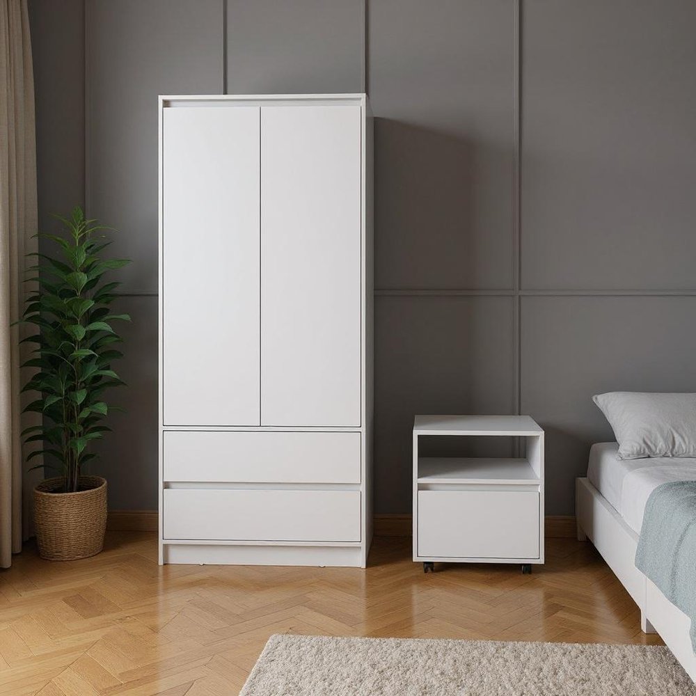 Two Piece White Bedroom Set