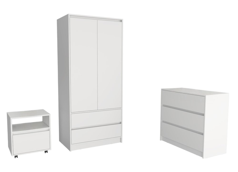 Three Piece White Bedroom Set — view 5