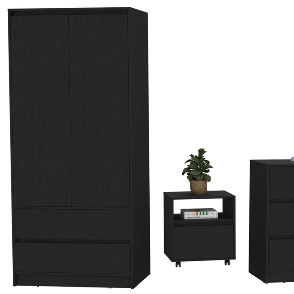 Three Piece Black Bedroom Set