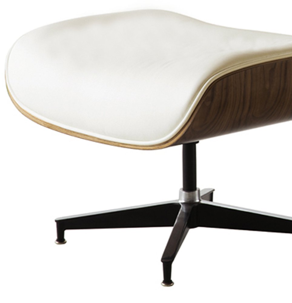 35" Beige and Dark Brown Genuine Leather Tufted Swivel Lounge Chair With Ottoman HomeRoots