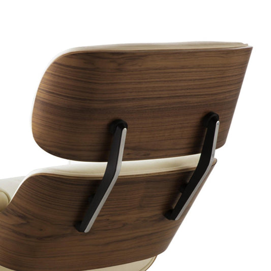 35" Beige and Dark Brown Genuine Leather Tufted Swivel Lounge Chair With Ottoman HomeRoots