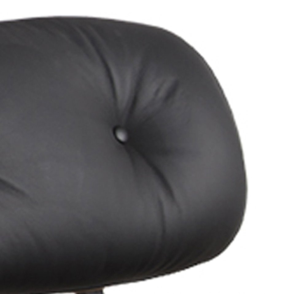 35" Black and Brown Genuine Leather Tufted Swivel Lounge Chair With Ottoman HomeRoots