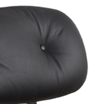 35" Black and Brown Genuine Leather Tufted Swivel Lounge Chair With Ottoman HomeRoots