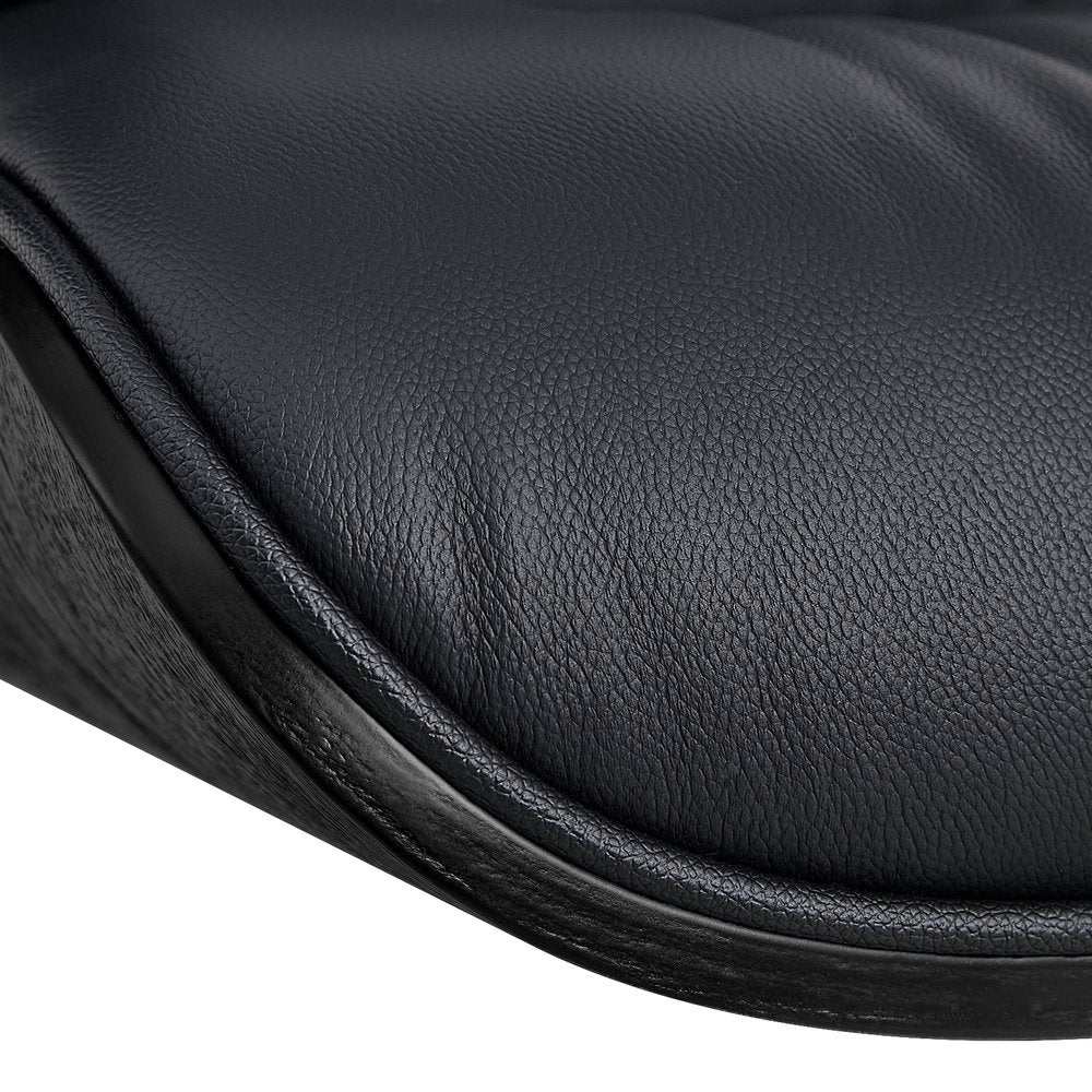 35" Black Genuine Leather Tufted Swivel Lounge Chair With Ottoman HomeRoots