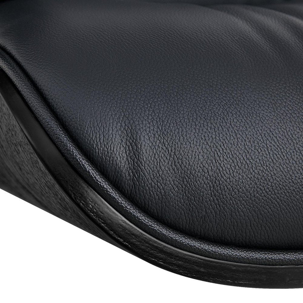 35" Black Genuine Leather Tufted Swivel Lounge Chair With Ottoman HomeRoots
