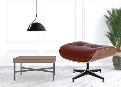 35" Brown Genuine Leather Tufted Swivel Lounge Chair With Ottoman HomeRoots