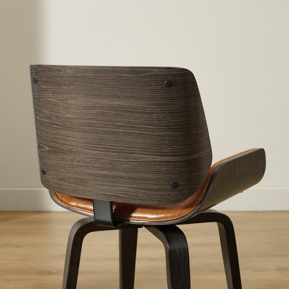 Black and Brown Upholstered Faux Leather Curved Back Dining Side Chair HomeRoots