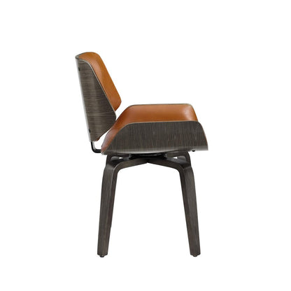 Black and Brown Upholstered Faux Leather Curved Back Dining Side Chair HomeRoots