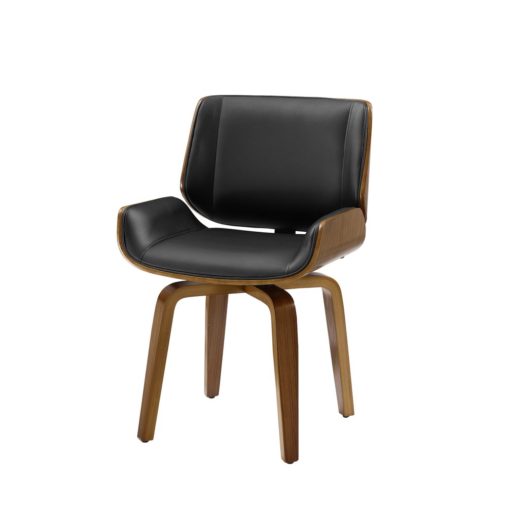 Black and Brown Upholstered Faux Leather Curved Back Dining Side Chair — view 10