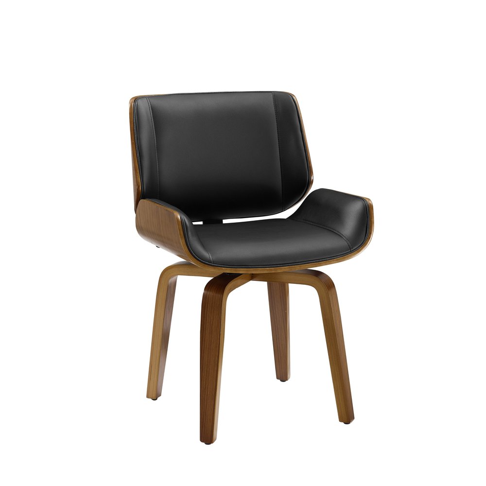 Black and Brown Upholstered Faux Leather Curved Back Dining Side Chair HomeRoots