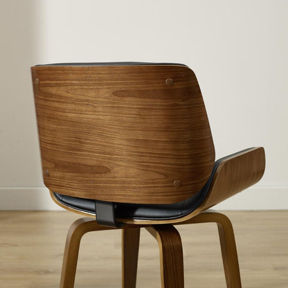 Black and Brown Upholstered Faux Leather Curved Back Dining Side Chair HomeRoots