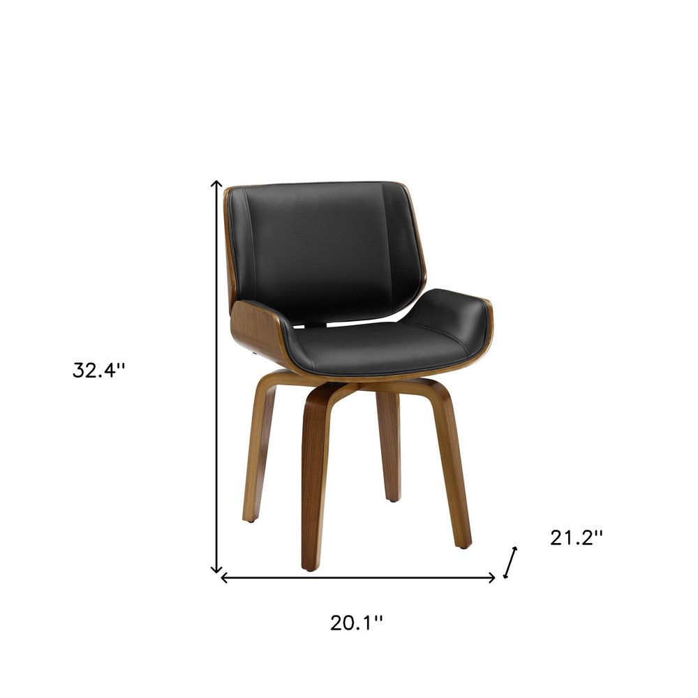 Black and Brown Upholstered Faux Leather Curved Back Dining Side Chair HomeRoots