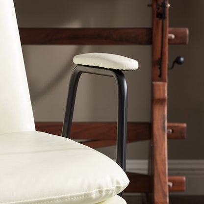 23" Off White Faux Leather And Brown Swivel Arm Chair HomeRoots