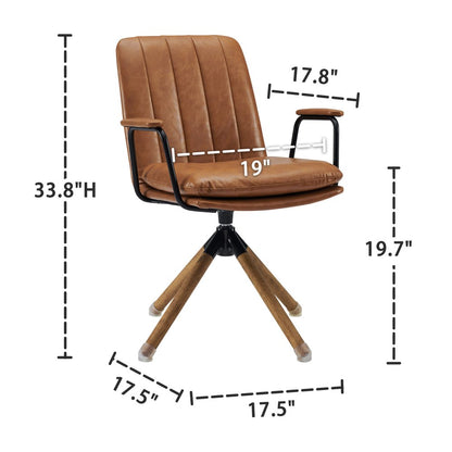 23" Brown Faux Leather Swivel Arm Chair HomeRoots