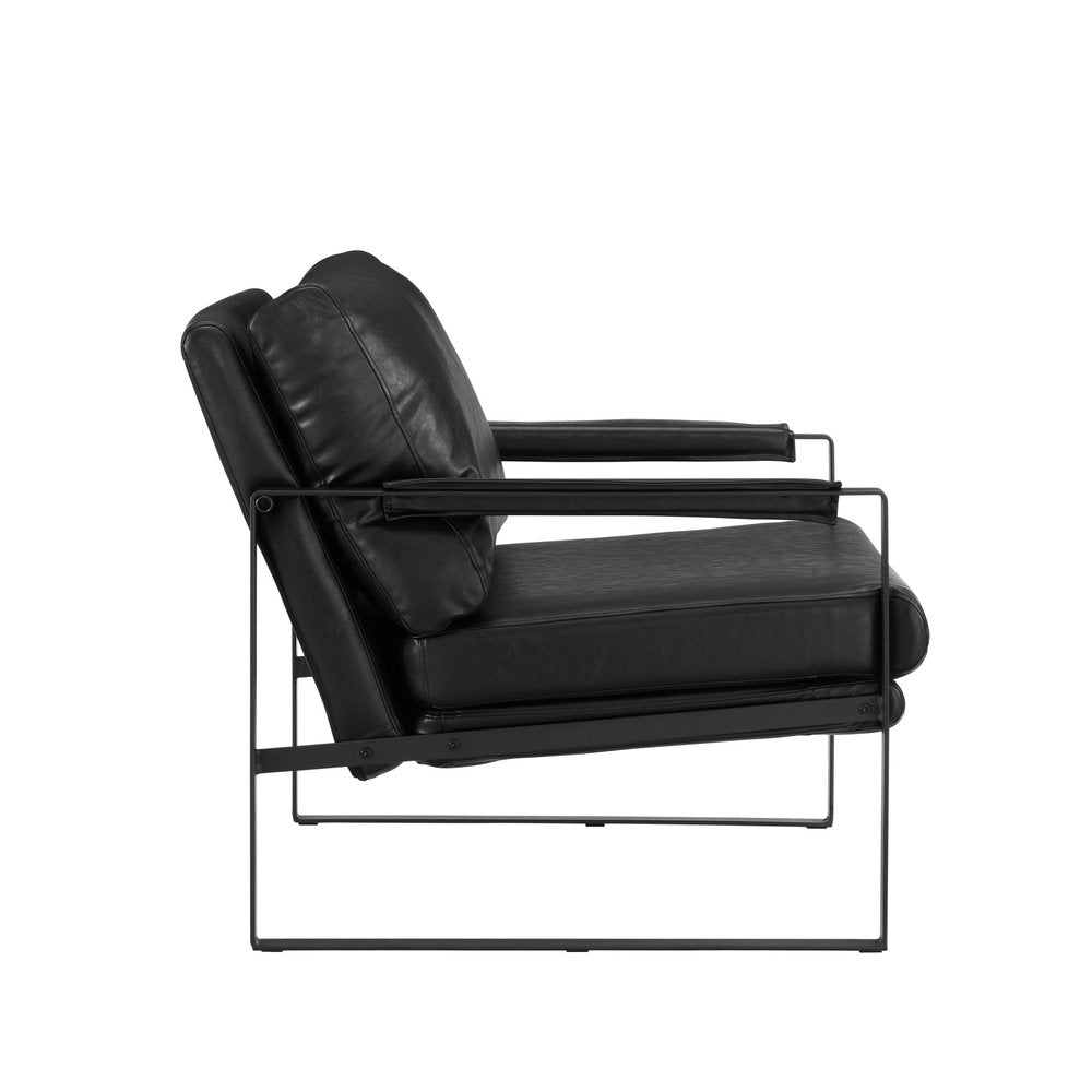 27" Black Faux Leather Arm Chair HomeRoots