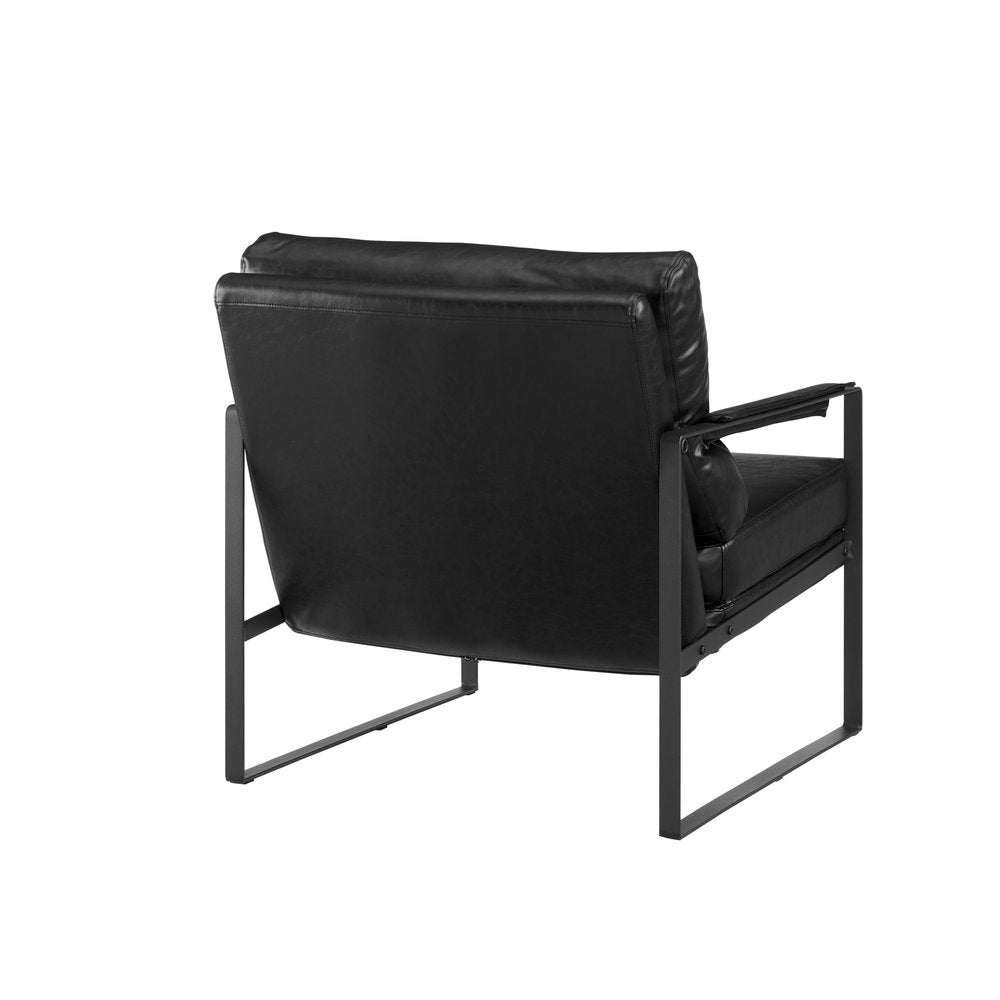 27" Black Faux Leather Arm Chair HomeRoots