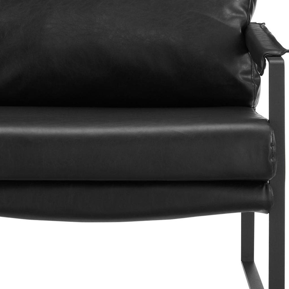 27" Black Faux Leather Arm Chair HomeRoots