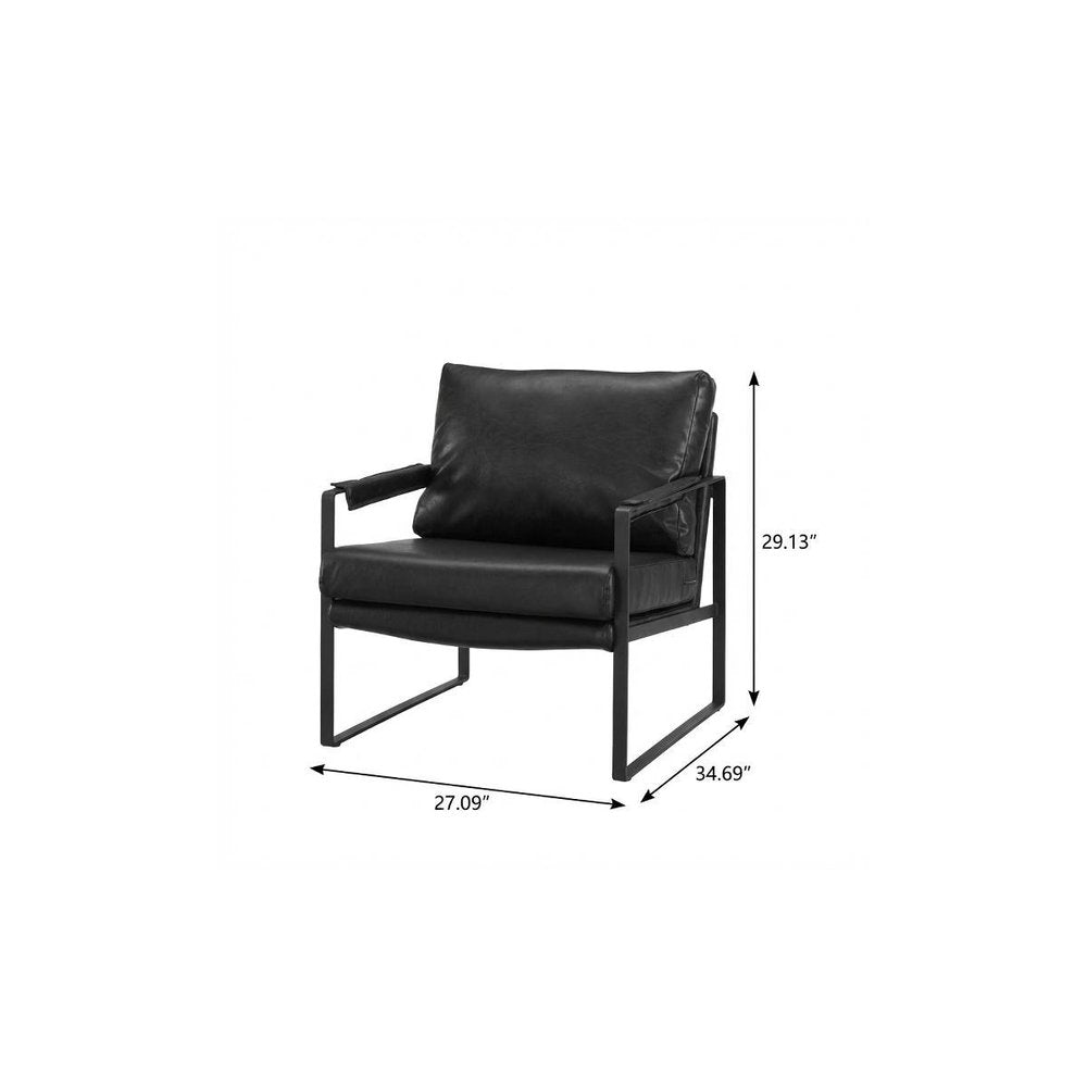 27" Black Faux Leather Arm Chair HomeRoots