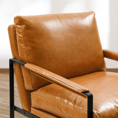 27" Brown Faux Leather And Black Arm Chair HomeRoots