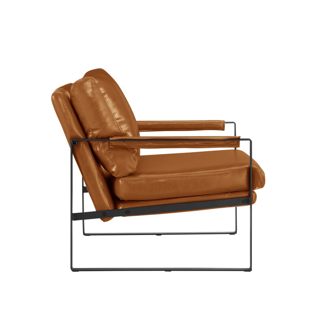 27" Brown Faux Leather And Black Arm Chair HomeRoots